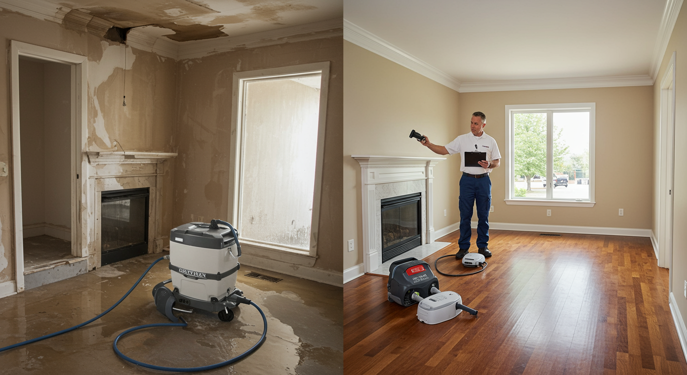 Water damage restoration in Kirby